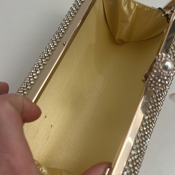 Evening Rhinestone Clutch Handbag Shoulder Bag 8.5” x 4” has a 46”chain - Picture 5 of 6